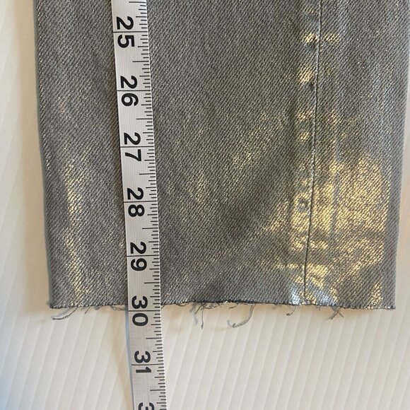 ZARA ZW THE METALLIC JEANS PANTS SILVER Size 4 Party Going Out Date Night - Picture 9 of 9